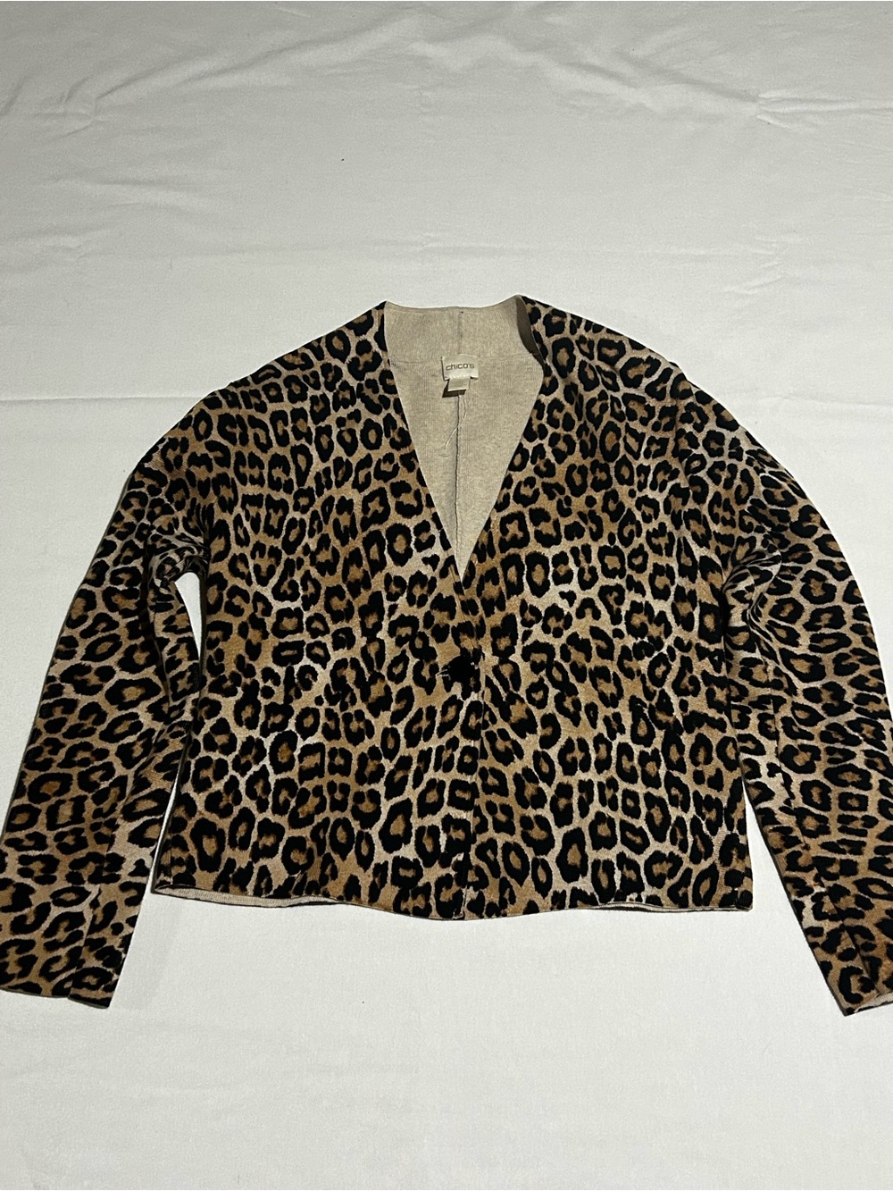 Chico's Leopard Print Open Cardigan Jacket - Brown & Black